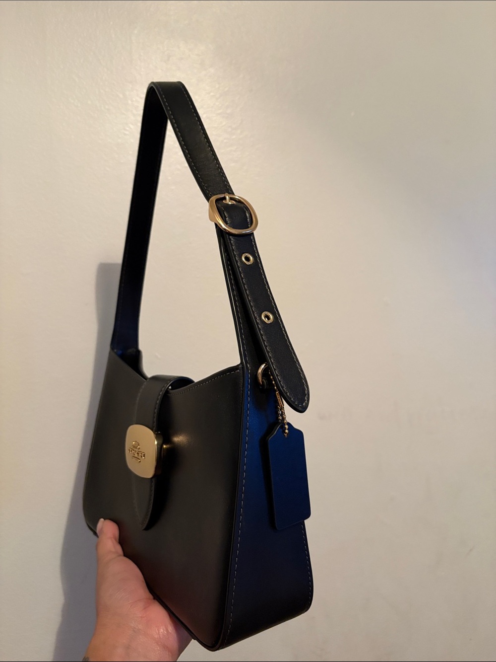 Coach Black Leather Shoulder Bag with Gold Hardware - Picture 2 of 3